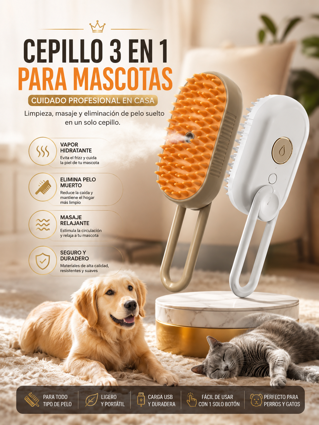 Cepillo Automático A Vapor 3 En 1