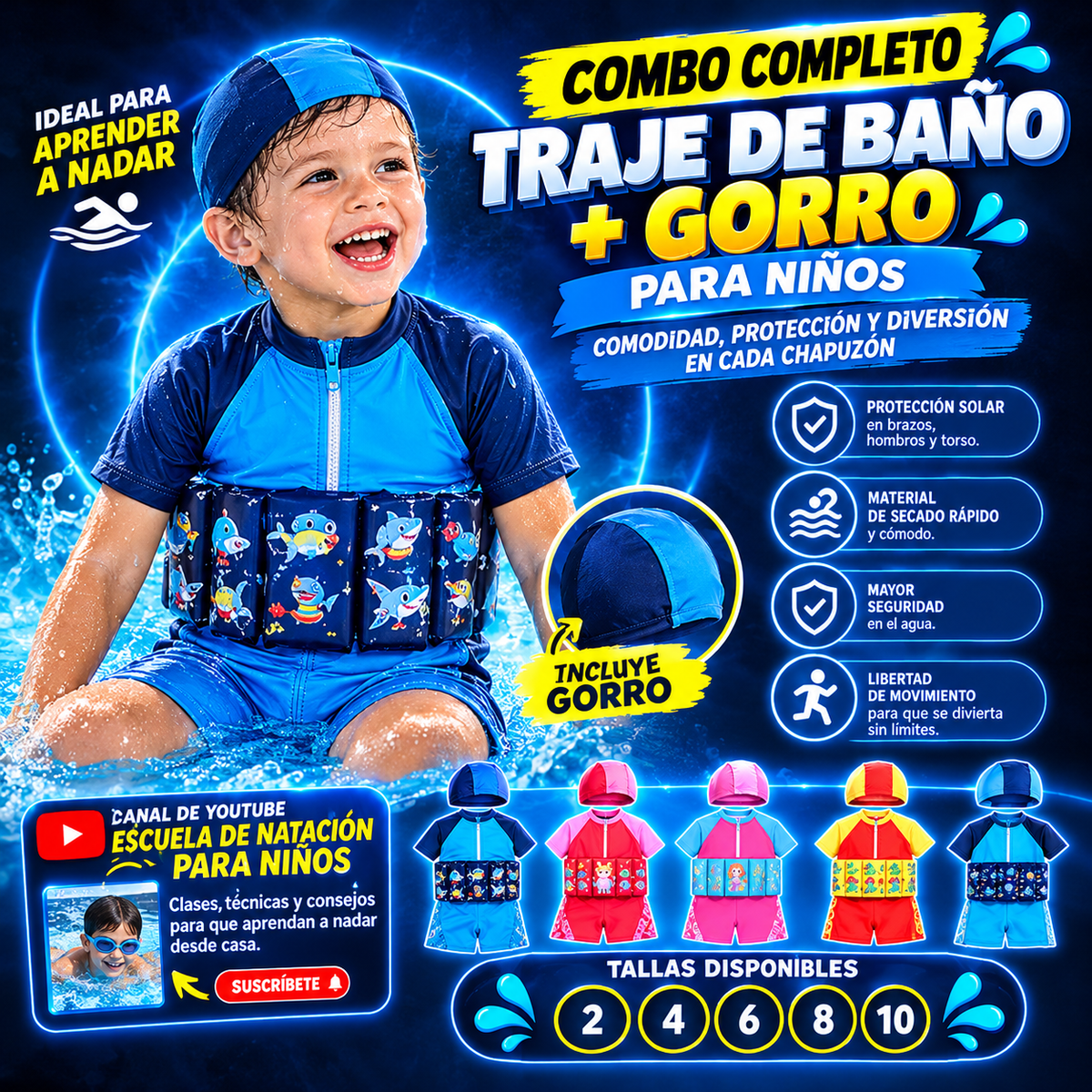 Combo Traje de Baño+Gorro